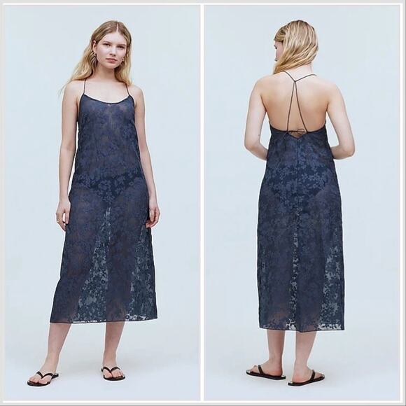 Madewell Floral Halter Cover-Up Midi Dress Swim Coverup Beach Resort Medium - Picture 1 of 8
